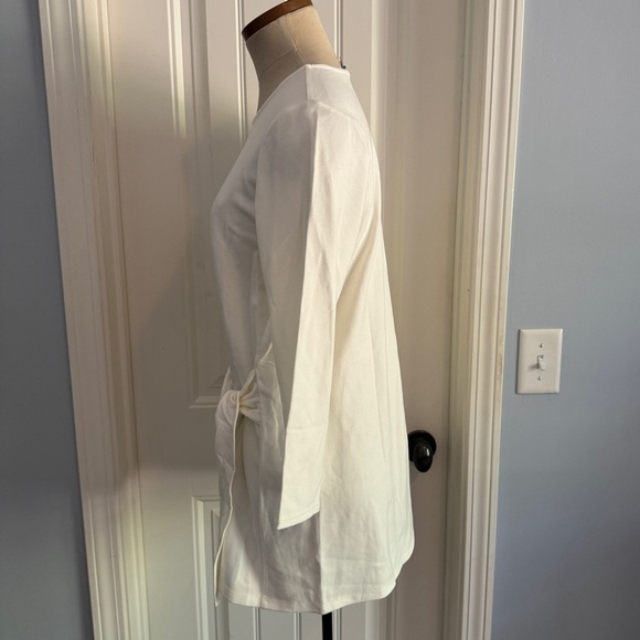 J Jill Ponte Medium Ivory Tunic Top ~ Side Tie Minimalist Classic - Picture 2 of 8